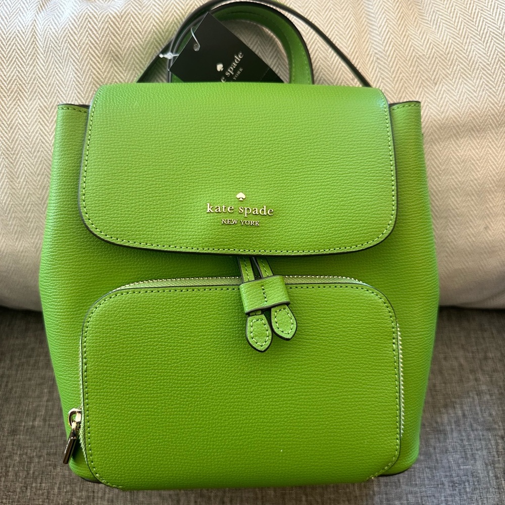 Kate Spade Medium Flap Backpack in Turtle Green.